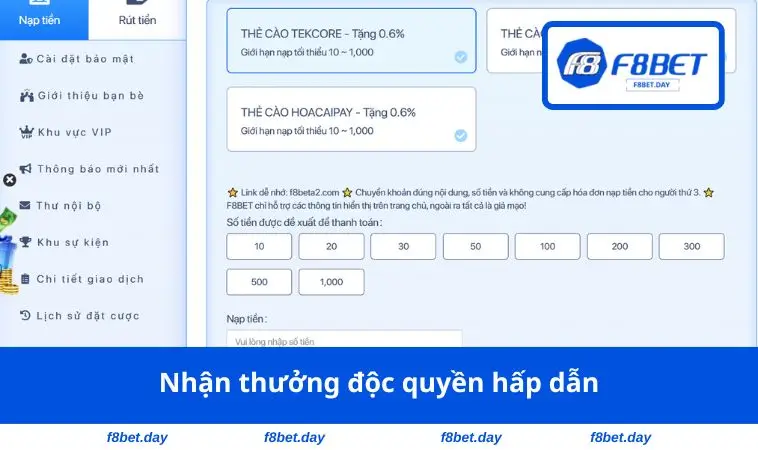 Nhận thưởng độc quyền hấp dẫn